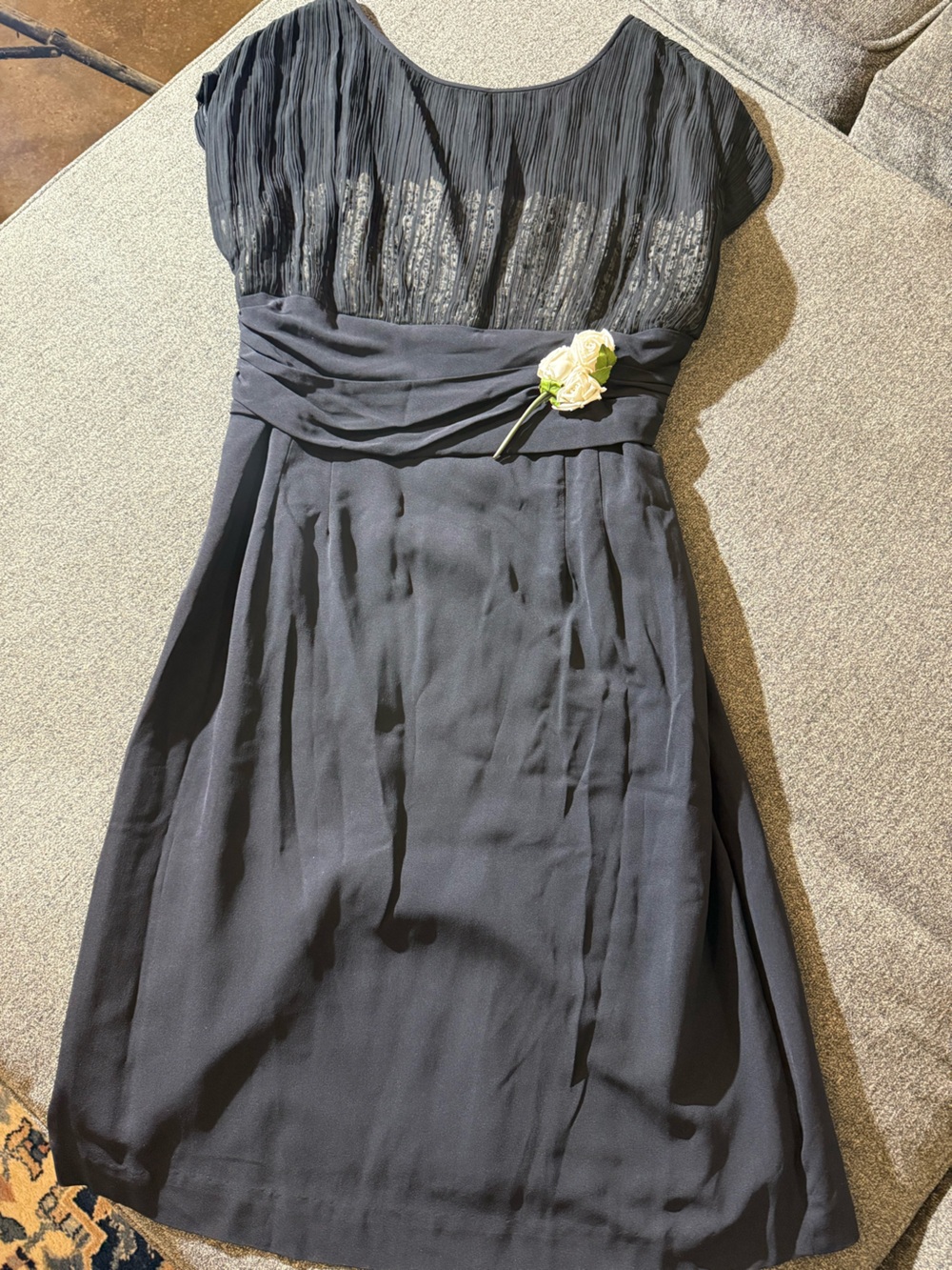 Vintage Lane Bryant dress Black Cap-Sleeve Pleated Bodice Dress